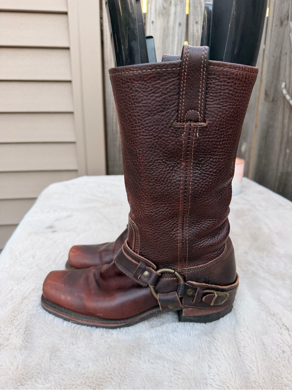 Frye Women's Belted Harness Boots - Square Toe Size 8
